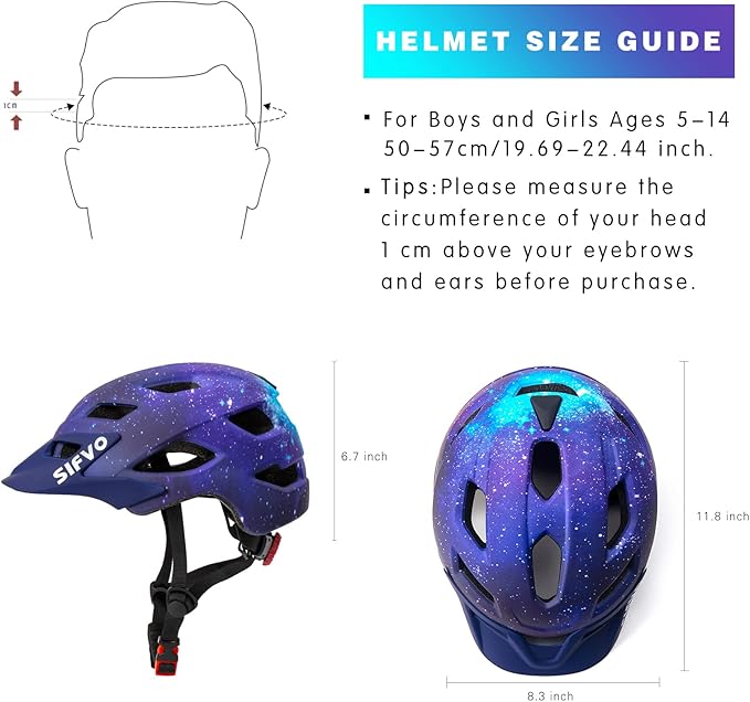 Kids Helmet, SIFVO Kids Bike Helmet Boys and Girls Bike Helmet with Cool Visor Helmet for Kids 5-14, Kids Bike Helmets Youth Bike Helmet Adjustable & Lightweight 50-57cm