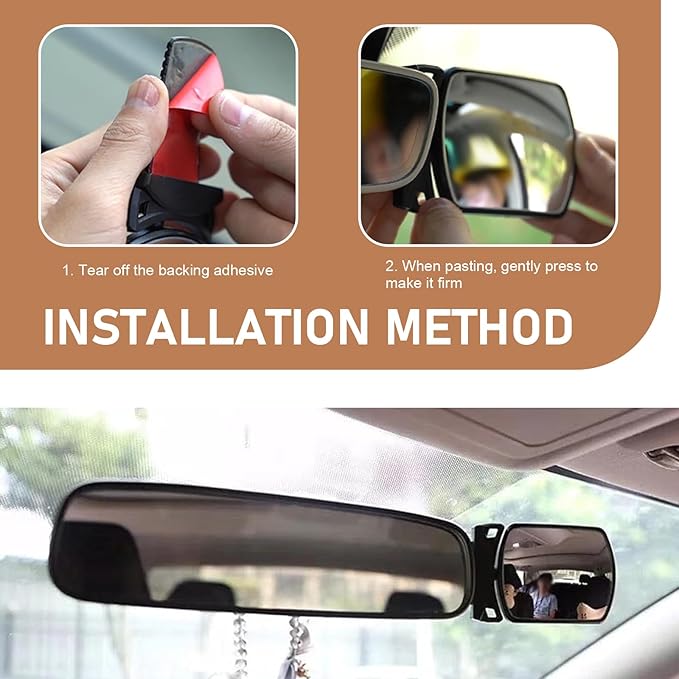 Baby Car Mirror, Curved Lens Observation Mirror, Rotatable and Adjustable Angle, Universal Car Interior Rearview Auxiliary (White)