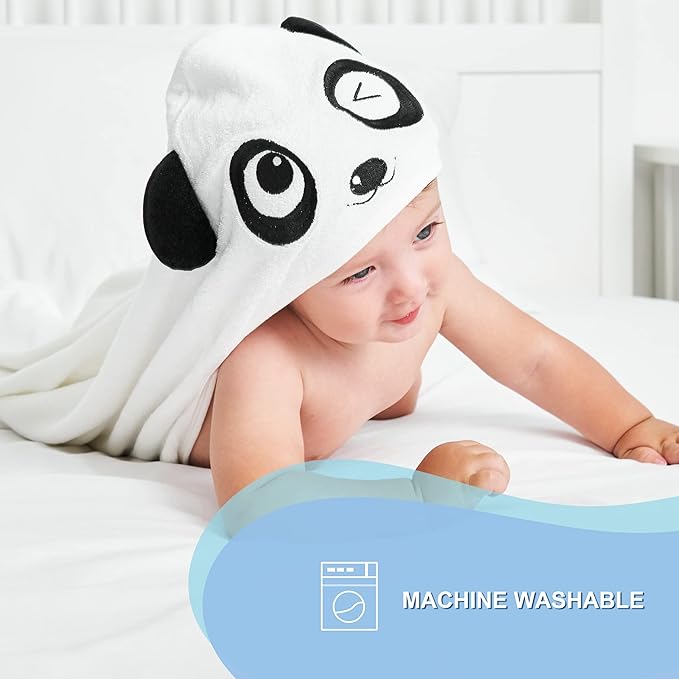 YOYOO Baby Bath Towel – Viscose Derived from Bamboo, Baby Hooded Towels - Newborn Essential Cute White Panda-Perfect Baby Registry Gifts for Boy Girl