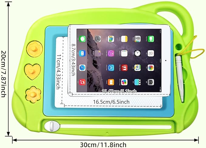 AiTuiTui Magnetic Drawing Board Mini Travel Doodle, Erasable Writing Sketch Colorful Pad Area Educational Learning Toy for Kid/Toddlers/Babies with 3 Stamps and 1 Pen (Green)
