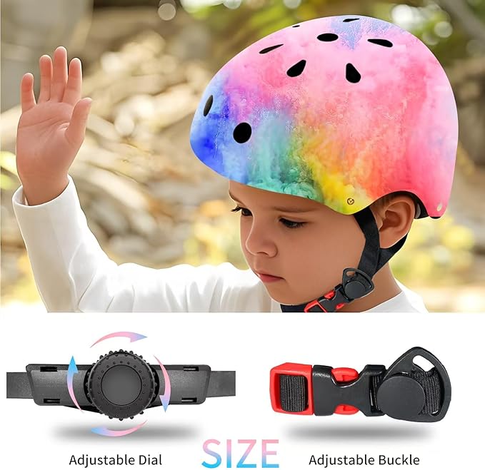 Adjustable Color Gradient Toddler Kids Bike Helmet for 3-5-8-14+Ages Girls Boys.Skateboard Bicycle Toddler Helmet 2-4 Years for Multi-Sports Cycling Scooter Inline Roller Skates Rollerblading