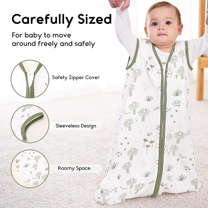 Yoofoss Baby Sleep Sack 6-12 Months 0.5 Tog Wearable Blanket for Baby, 3 Pack 100% Organic Cotton Infant Toddler Sleeping Sack 2-Way Zipper Lightweight Sleep Sack