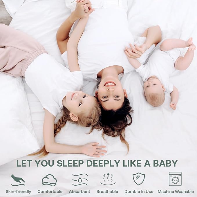 Full Size Mattress Protector 54x75 in【Fits for 6-18" Deep】 5-Sided Fitted Sheet Mattress Covers, Smooth Top Fabric with Elastic Band