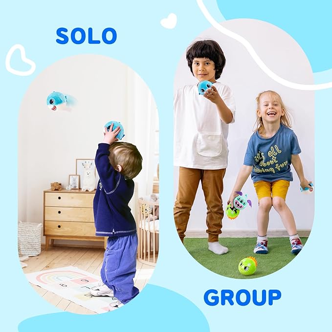 PlayZap Bouncy Balls with Plush Cover - BPA -Free Safe Sensory Toys for Toddlers Kids - 3" Large Size 10 FT High - Christmas Toy Birthday Gift - Ideal Stocking Stuffers for Boys Girls 1-3 3-5 5-8 8-12