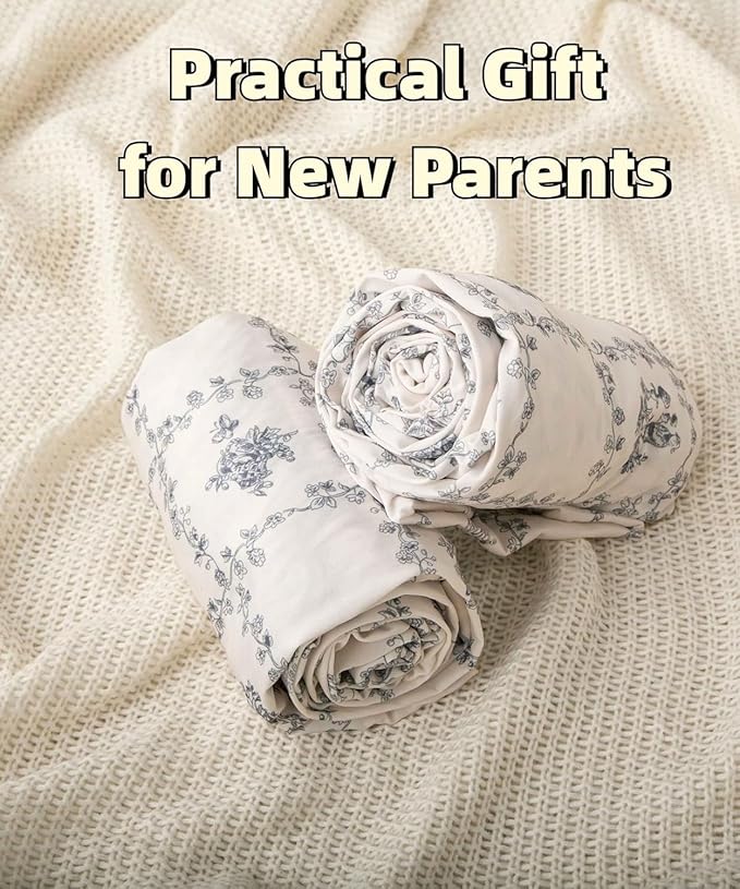 SDY Jersey Floral Crib Sheets for Baby Boys and Girls,52”x28”x8,2 Pack,Neutral Flower Standard Oval/Retangle Crib Mattress Sheets for Toddler,Super Soft Breathable