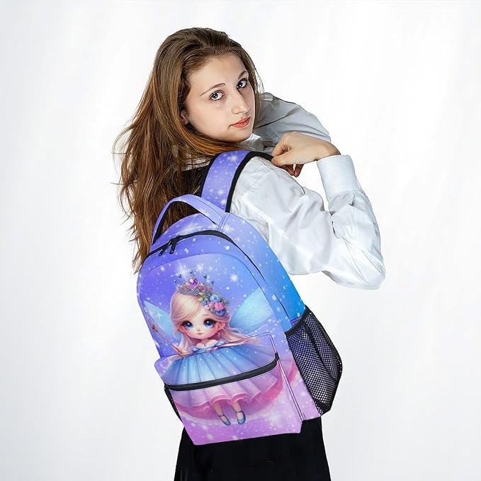 Kids Backpack - Fairy Backpacks for Girls - Cute Bookbag for Kids Toddler - Back to School Gifts - School Bag for Kindergarten/Preschool/Elementary(17 Inch)