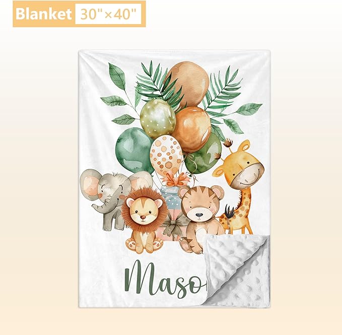 Custom Baby Crib Bedding Set - 3 Pcs Personalized Nursery Bedding Set with Name - Soft Double Layer Baby Crib Set for Girl Boy - Customized for Toddler Infant - Forest Animals
