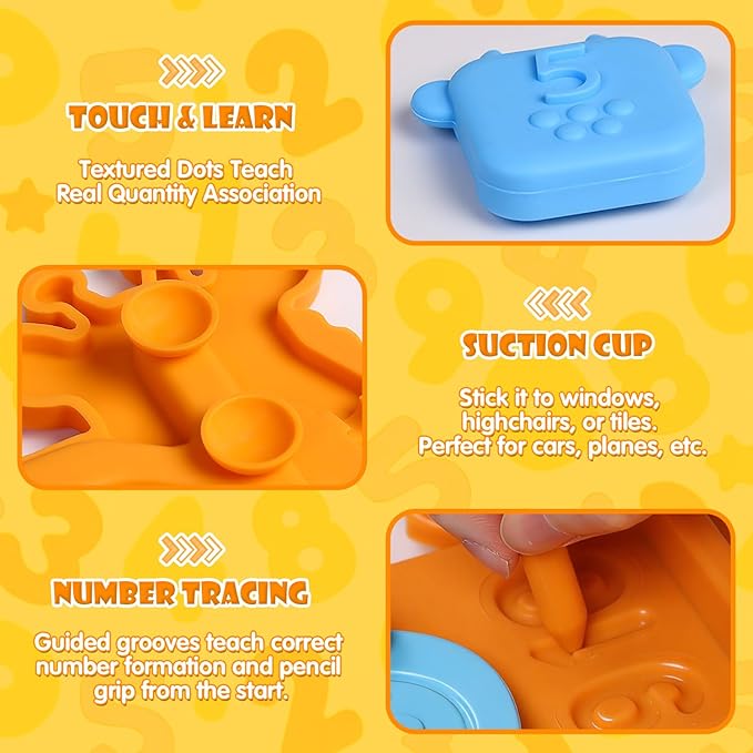 Preschool Learning Toy for Toddlers, Cute Giraffe Silicone Counting Board with Number Tracing | Montessori Educational Math Manipulatives Number Counting Blocks for 3 Year+ Boys Girls Gifts