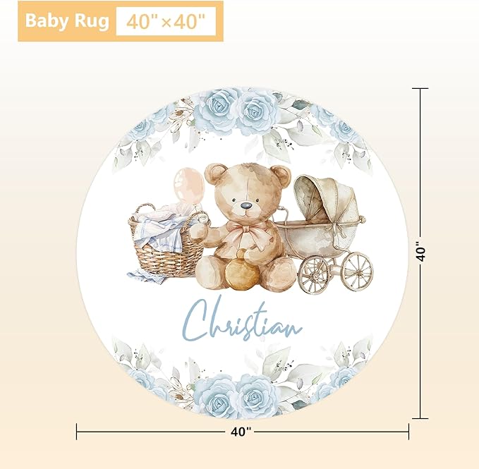 Personalized Baby Crib Bedding Set, 3 Pcs Custom Nursery Bedding Set with Name, Soft Baby Crib Set with Double Layer Blanket for Boys Girls, Customized Gifts for Toddlers Infants, Blue Bear