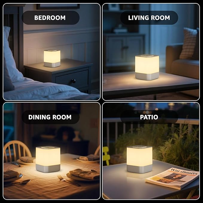 uuffoo 2 Pack Rechargeable Night Light Lamp 3 Modes Touch Dimmable LED Portable Table Lamp Battery Operated, Small Cordless Lamp for Bedroom Travel Bathroom Cruise