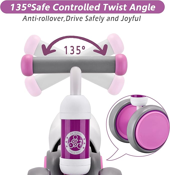 Baby Balance Bike Toys for 12-36 Months Kids Toy Boy Girls Gifts Toddler Best First Birthday Gift Children Walker No Pedal Infant 4 Wheels Bicycle (Purple)