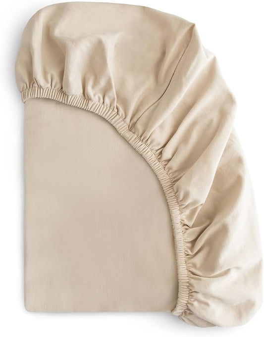 mushie Stretchy & Soft Mini Crib Sheet | Fitted 24" x 38" (Fog)