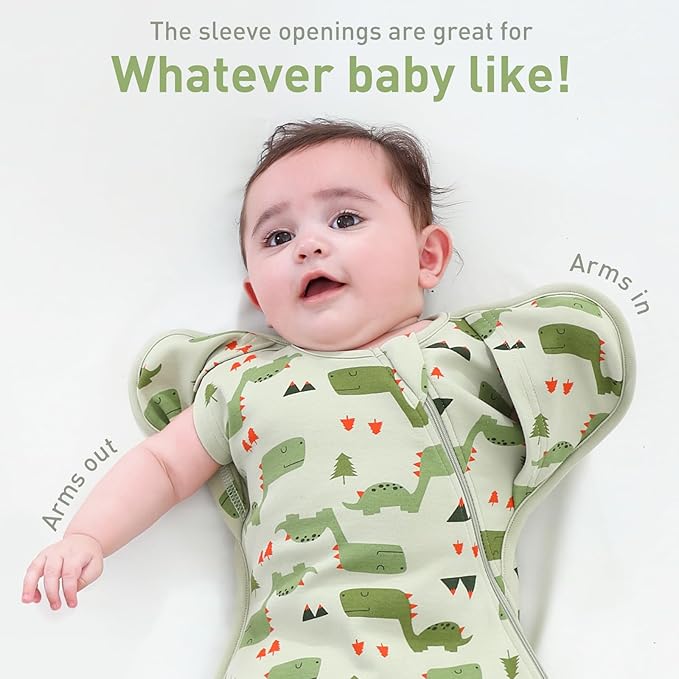 Arms Up Baby Sleep Sack Swaddle - 2 Pack Cotton Transitional Swaddle Blanket for Newborns 0-3 Months, 3-Way Wear for Snug Fit, Calms Startle Reflex, Easy Diaper Changes