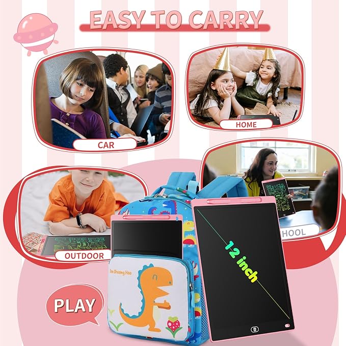 [2 Pack] Genialba LCD Writing Tablet 8.5-Inch Colorful Doodle Board, Toddler Learning Educational Toys Gifts for 3-8 Years Old Girls and Boys, Electronic Drawing Pad for Kids (Pink&Blue)