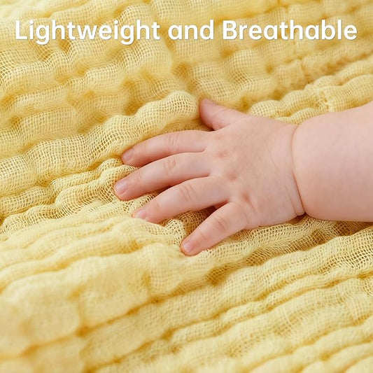Organic Muslin Baby Washcloths 6 Pack Baby Bath Face Towel 12x12 Inch Extra Absorbent and Soft Burp Cloth and Wash Cloths for Newborn-Infants On Sensitive Skin (White Brown Yellow)