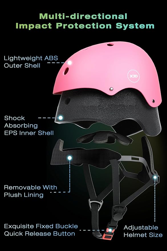 XJD Kids Bike Helmet,Multi-Sport Protective Gear Set for 3-5-8-14 Years Boys Girls with Knee and Elbow Pads Wrist Guards fit Roller Skates,Cycling,Skateboarding,Christmas Birthday Gifts for Kids