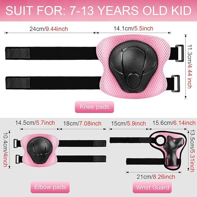 Kids Protective Gear Set Knee Pads for Kids 3-14 Years Toddler Knee and Elbow Pads with Wrist Guards 3 in 1 for Skating Cycling Bike Rollerblading Scooter