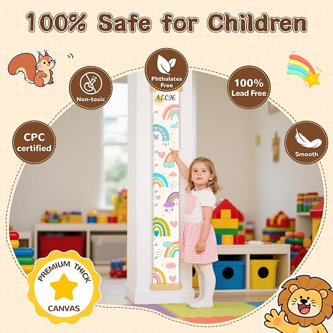 Personalized Ball Games Growth Chart for Wall Kids, Name Height Chart for Kids, for Nursery & Bedroom, Baby Shower Gift (59" x 7.8")