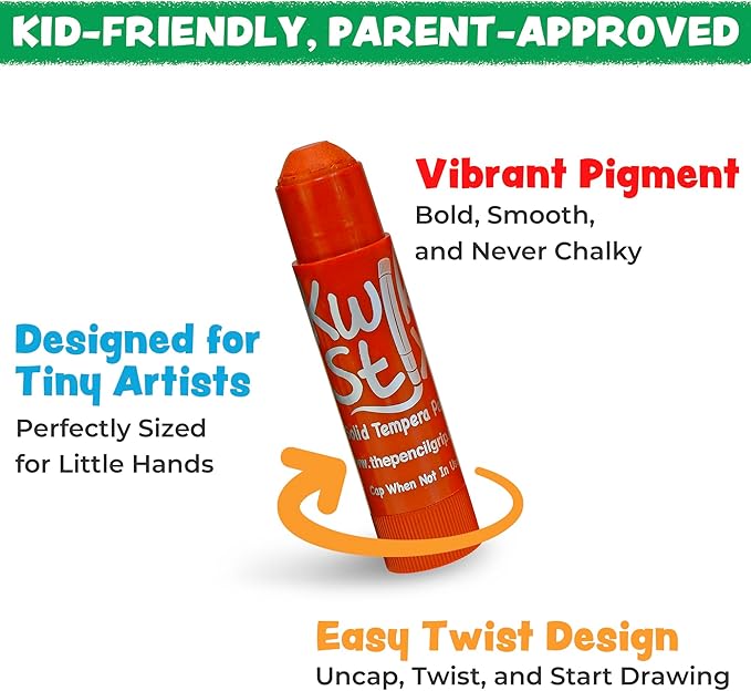 Kwik Stix Solid Tempera Paint Sticks, 24 Colors, Washable Paint Sticks for Kids, Non-Toxic, Quick Drying, Allergen Free, Comes in Classic, Metallic, & Neon Colors, Ideal for Kids and Toddlers