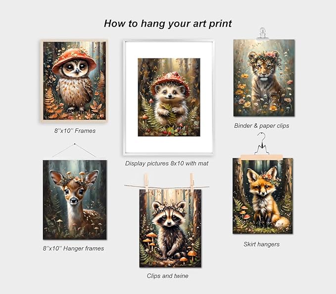 LNLAGBO Baby Safari Nursery Wall Decor,Farm Animals Canvas Wall Art,Baby Forest Animals Print,Animal Wall Art Prints Set of 6 Posters,Jungle Nursery Room Decor for Kids Room(Unframed)