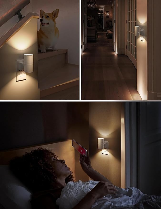 L LOHAS LED Night Light Plug in, Night Lights Plug into Wall, Light Sensor, 0-100LM Soft White 3000K, Dimmable Night Light, Modern Nightlight for Kids Bathroom Hallway Bedroom Kitchen Stairway, 2 Pack