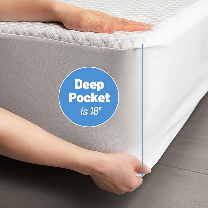 Premium Bamboo Mattress Protector – King Size, Waterproof, & Ultra Soft Breathable Noiseless Washable Bed Mattress Cover for Comfort & Protection MC02KING-T