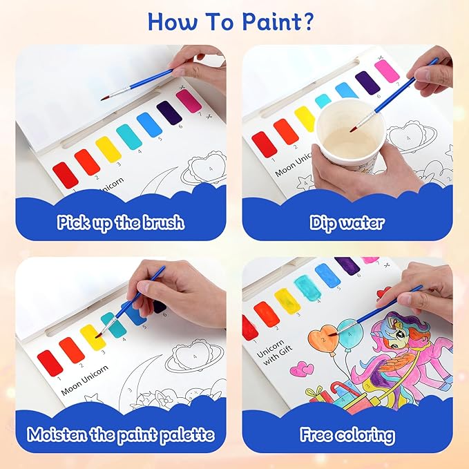 PERRYHOME Paint with Water Coloring Books for Kids,Mess Free Toddler Watercolor Painting Set,Unicorn Mermaid Arts and Crafts Toys-Birthday Christmas Gifts for Toddlers Girls Ages 3 4 5 6 7 8