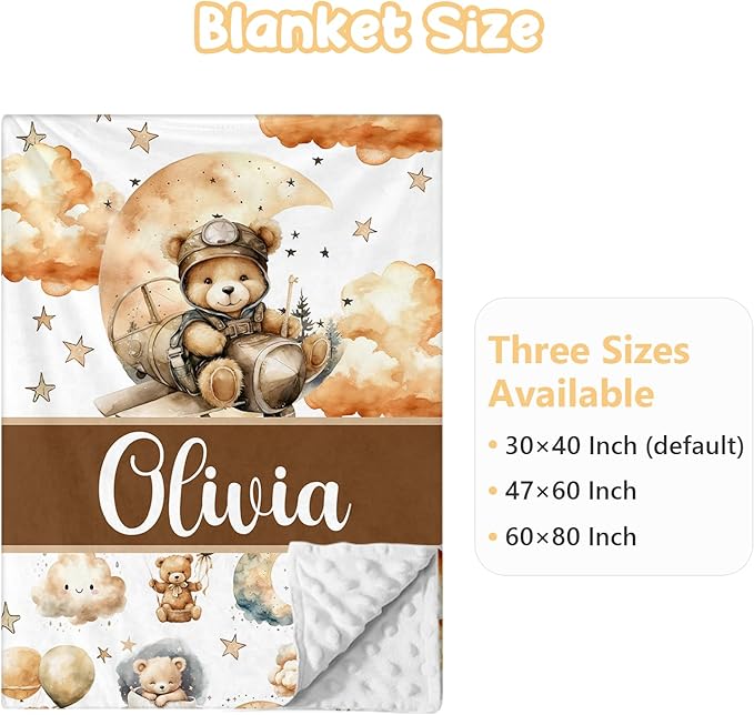 Personalized Baby Crib Bedding Set, 3 Pcs Custom Nursery Bedding Set with Name, Soft Double Layer Baby Crib Set for Boys Girls, Customized for Toddlers Infants, Brown Bear