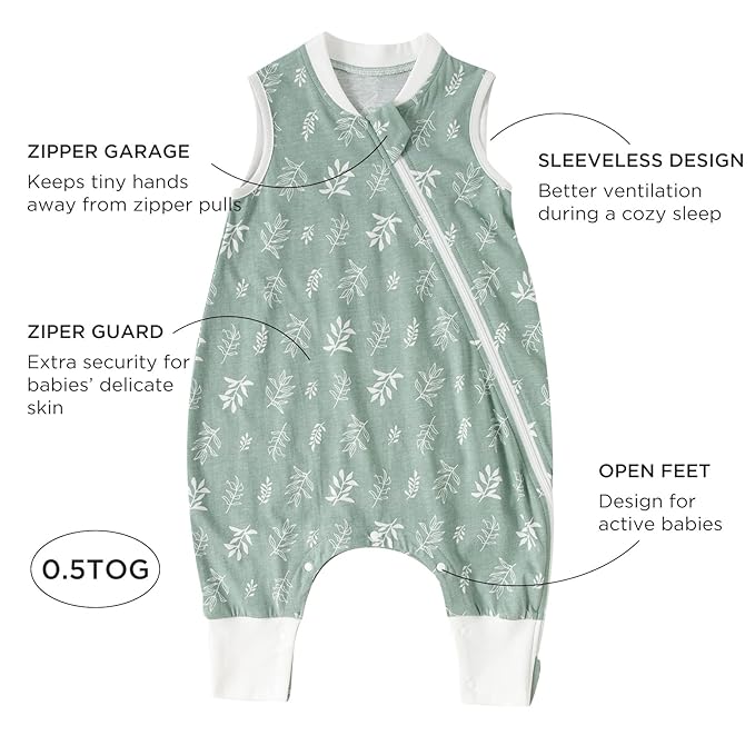 Duomiaomiao 0.5 TOG Toddler Sleep Sack 36-48 Months 100% Cotton Lightweight Baby Sleep Sack with Feet, Breathable Comfy Toddler Wearable Blanket