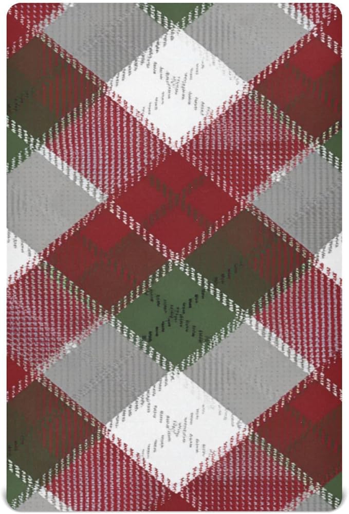 Christmas Plaid Pattern Red Crib Sheets Standard Crib Toddler Mattresses Cover Fitted Baby Bed Sheet Breathable Crib Mattress Sheet for Girls Boys 52" x 28"x5''