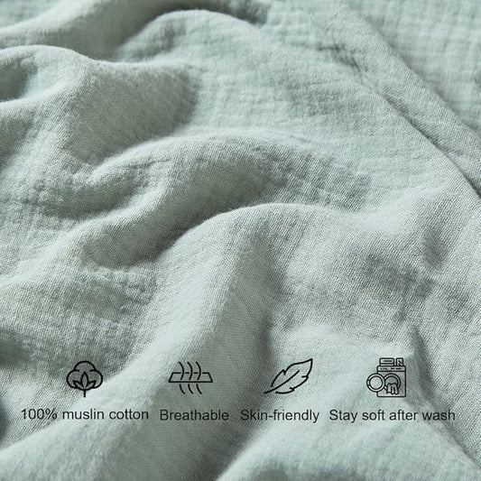 Muslin Crib Sheets for Baby Boys Girls, Neutral Fitted Crib Mattress Sheet for Standard Crib and Toddler Mattress, Soft and Breathable, 28” x 52” (Sage Green)