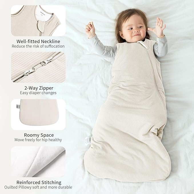 Rayon Made from Bamboo Sleep Sack 2t-3t Supersoft Toddler Sleeping Sack 24-36 Months 1.0 Tog Breathable Baby Wearable Blanket with 2-Way Zipper Unisex Sleeping Bag for Babies