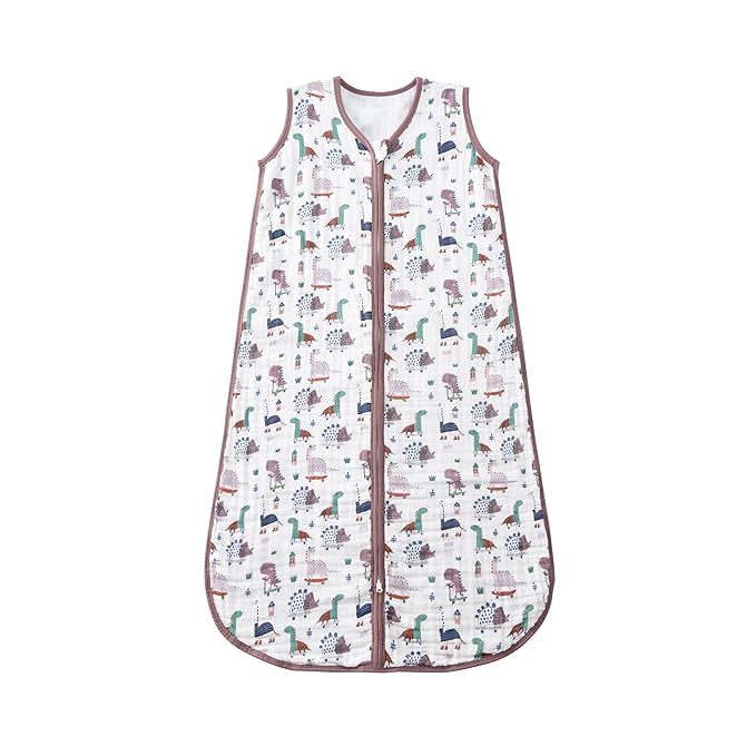 Baby Sleep Sack 2-4 T Baby Wearable Blanket 100% Organic Cotton 0.5 TOG Toddler Sleep Sacks 2- Way Zipper Soft 4 Layers Muslin 2T 3T 4T Dinosaur