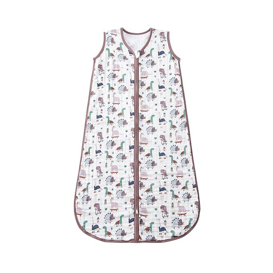 Baby Sleep Sack 2-4 T Baby Wearable Blanket 100% Organic Cotton 0.5 TOG Toddler Sleep Sacks 2- Way Zipper Soft 4 Layers Muslin 2T 3T 4T Dinosaur