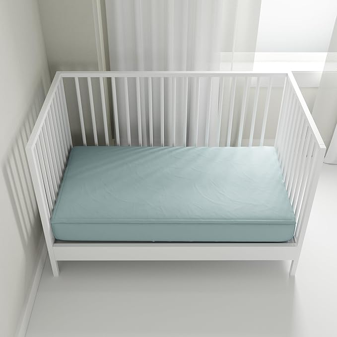 QuickZip Crib Extra Zip-On Sheet (SecureFit Wraparound Base Not Included) - Faster, Safer, Easier Baby Crib Sheets - Dusty Blue 100% Cotton - Fits All Standard Crib Mattresses