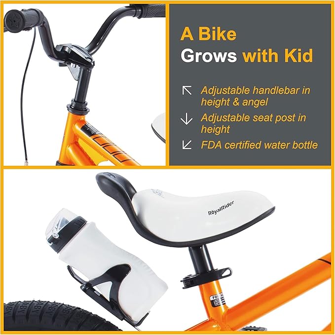 RoyalBaby Kids Bike Freestyle Classic & EZ Balance Pedal Switchable Bicycle, 12 14 16 18 Inch, 3-10 Years Toddler to Big Kids