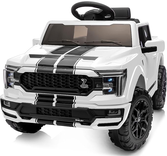 Licensed Ford Shelby F-150 24V Kids Ride on Toy, Electric Car for Kids with Remote Control, 400W Motors - White