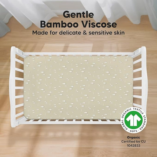 KeaBabies 2-Pack Organic Crib Sheets for Boys, Girls - 52x28 Fitted Crib Mattress Sheet Neutral, Breathable Jersey Cotton Cover for Baby Bed, Toddler Mattress, Soft & Cute Prints (Pine Grove)
