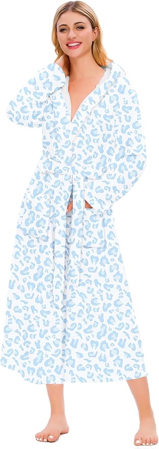 Umeyda Girls & Women Fleece Hooded Robes, Soft Fuzzy Bathrobe Warm Plush Fluffy Bath Robe for Kids Womens