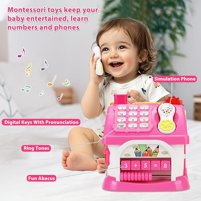 Aitbay Toys for 1 Year Old Girl Gifts: Baby Musical Toys 12-18 Months 8-in-1 Multi-Functional House - Montessori Educational Toys for Toddlers 1-3 - First Christmas 1st Birthday Gifts