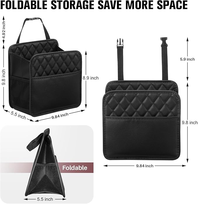 LXUNYI Car Organizer Back Seat, Waterproof Pu Leather Car Seat Storage Bag Foldable Universal Hanging Seatback Organizer for Kids & Adults Travel road Trip Essentials