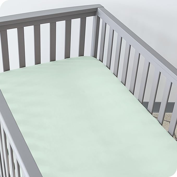 Bare Home 2-Pack Fitted Crib Sheets - Premium 1800 Ultra-Soft Microfiber - Breathable - Baby Sheet - for Boys & Girls - Fits Standard Crib and Toddler Mattresses (Spring Mint/Cloud Grey)