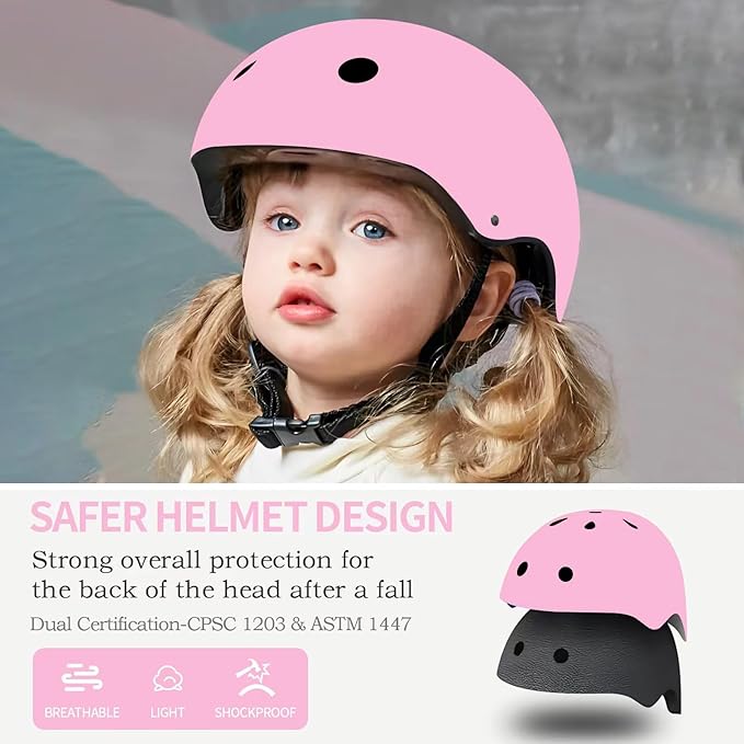 Adjustable Gradient Color Kids/Toddler Bike Helmet for 1-2-3-5-8-14 Years Boys Girls,Skateboard Helmet with Knee and Elbow Pads Wrist Guard Roller Skates,Cycling,Skating Scooter Longboard