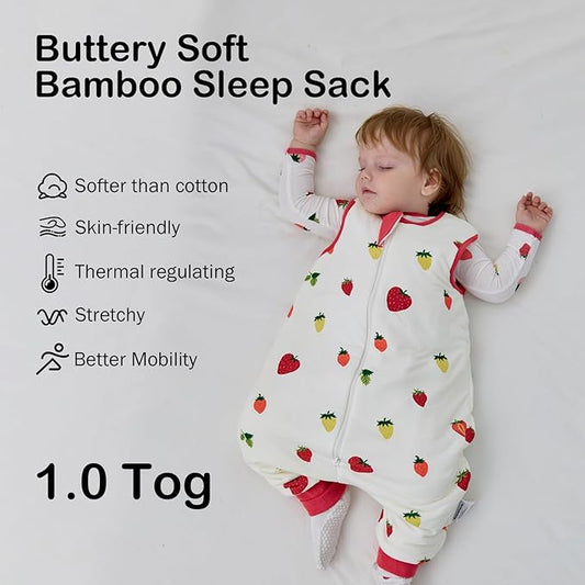 BubblePanda Rayon Made from Bamboo Toddler Sleep Sack with Feet 24-36 Months 1.0 Tog Ultra Soft Toddler Sleeping Sack 2t-3t Sleep Bag Walker Quilted Wearable Blanket with Legs 2-Way Zipper Lightweight
