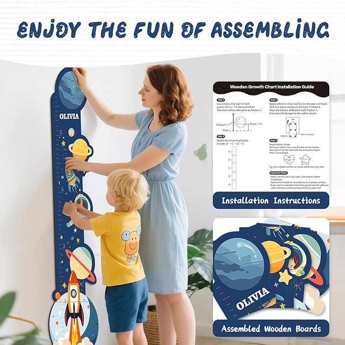 Personalized Name Growth Chart for Kids, Zoo Kids Growth & Measuring Chart in Inches, Fun & Stylish Height Tracker for Children, Growth Ruler