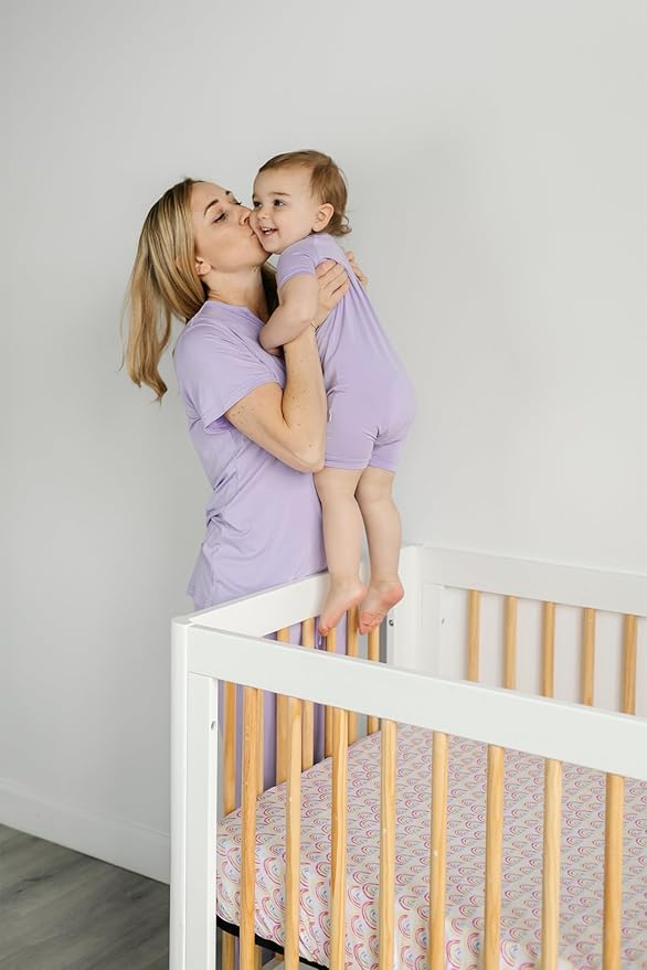 Little Sleepies Baby Crib Sheets, Buttery Soft Viscose from Bamboo Crib Sheets for Boys & Girls, Toddler Bed Sheet, Mini Crib Mattress Sheet, Super Stretchy & Elasticized (Pastel Rainbows)