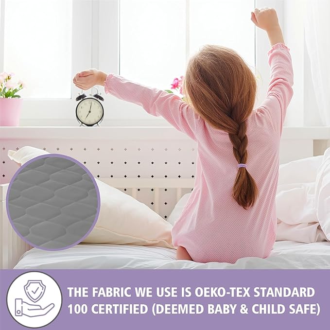 Lynmark® Toddler Potty Training Bed Pads - Soft Waterproof Bedwetting Pee Protector Mat for Kids - Multi-Layer Non-Slip Washable Incontinence Mattress Sheet Absorbs Up to 2000ml - 33" x 27", Grey