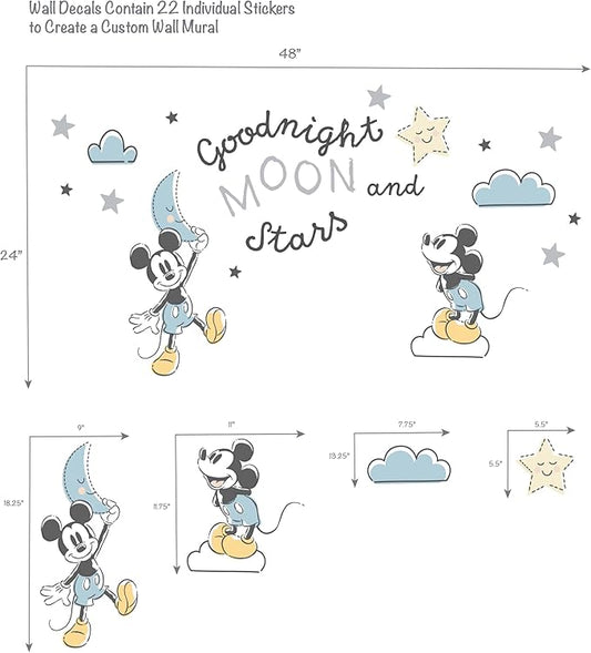 Lambs & Ivy Disney Baby Moonlight Mickey Mouse Blue/Black Wall Decals/Stickers