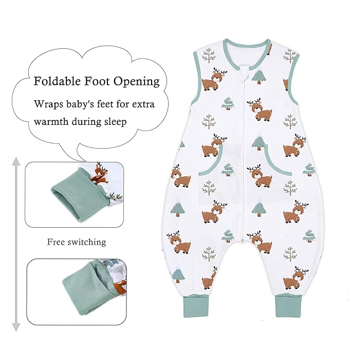 Toddler Sleep Sacks Sleep Sack 5T 6T 7T with legs Cozy comfy Baby Warable Blanket with 2-Way Zipper(5T-7T)