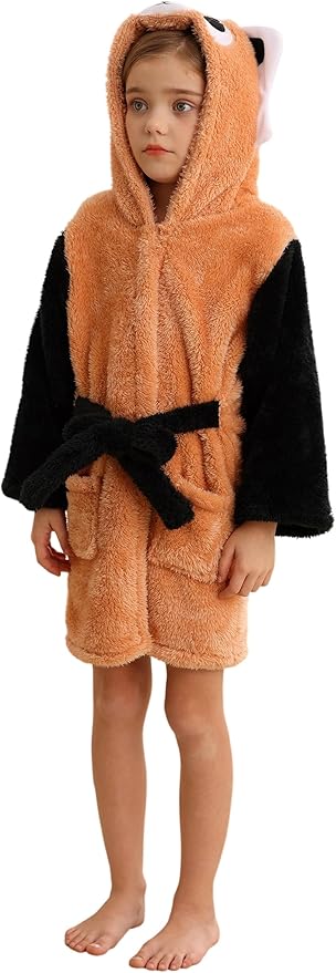 DELEY Girl's Robe Baby Boys Hoodie Robes Toddler Bathrobes for Kids Pajamas Sleepwear